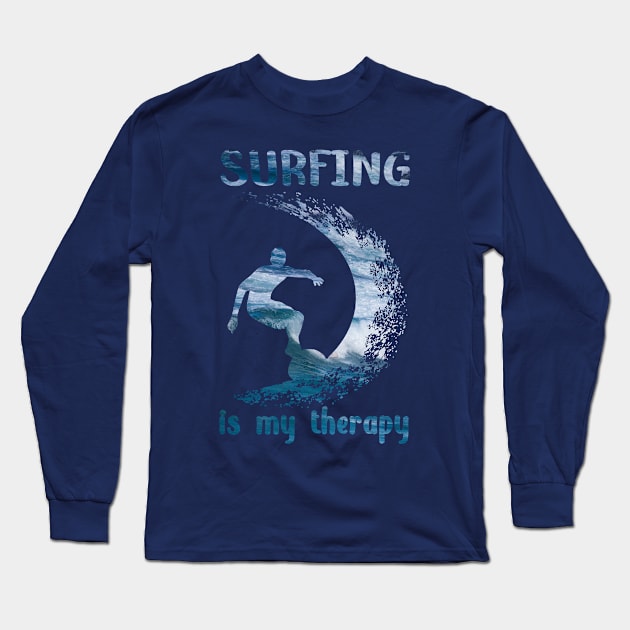 Surfing is my therapy Long Sleeve T-Shirt by ChezALi